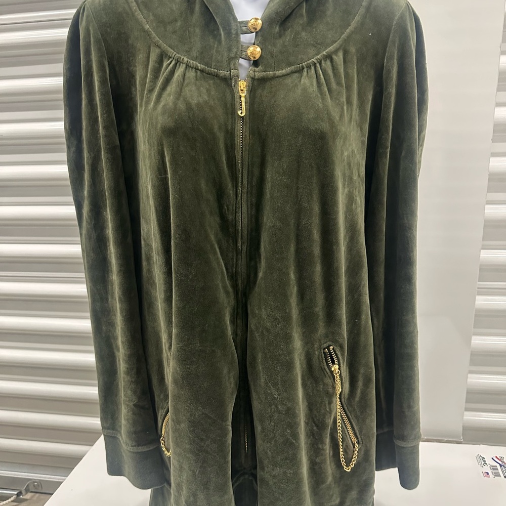 Juicy Couture Dark Green Jacket with Gold Buttons